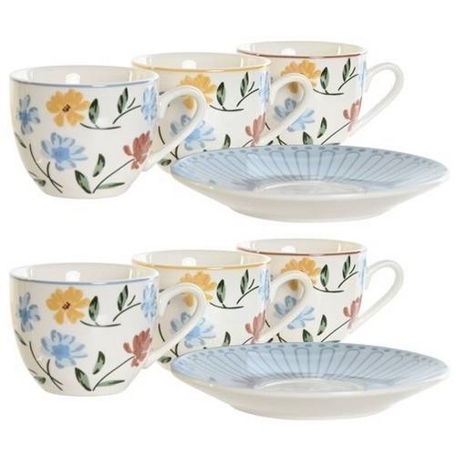 SET 6 TAZAS CAFE ITEM FLORAL 9CL C/PLATOS
